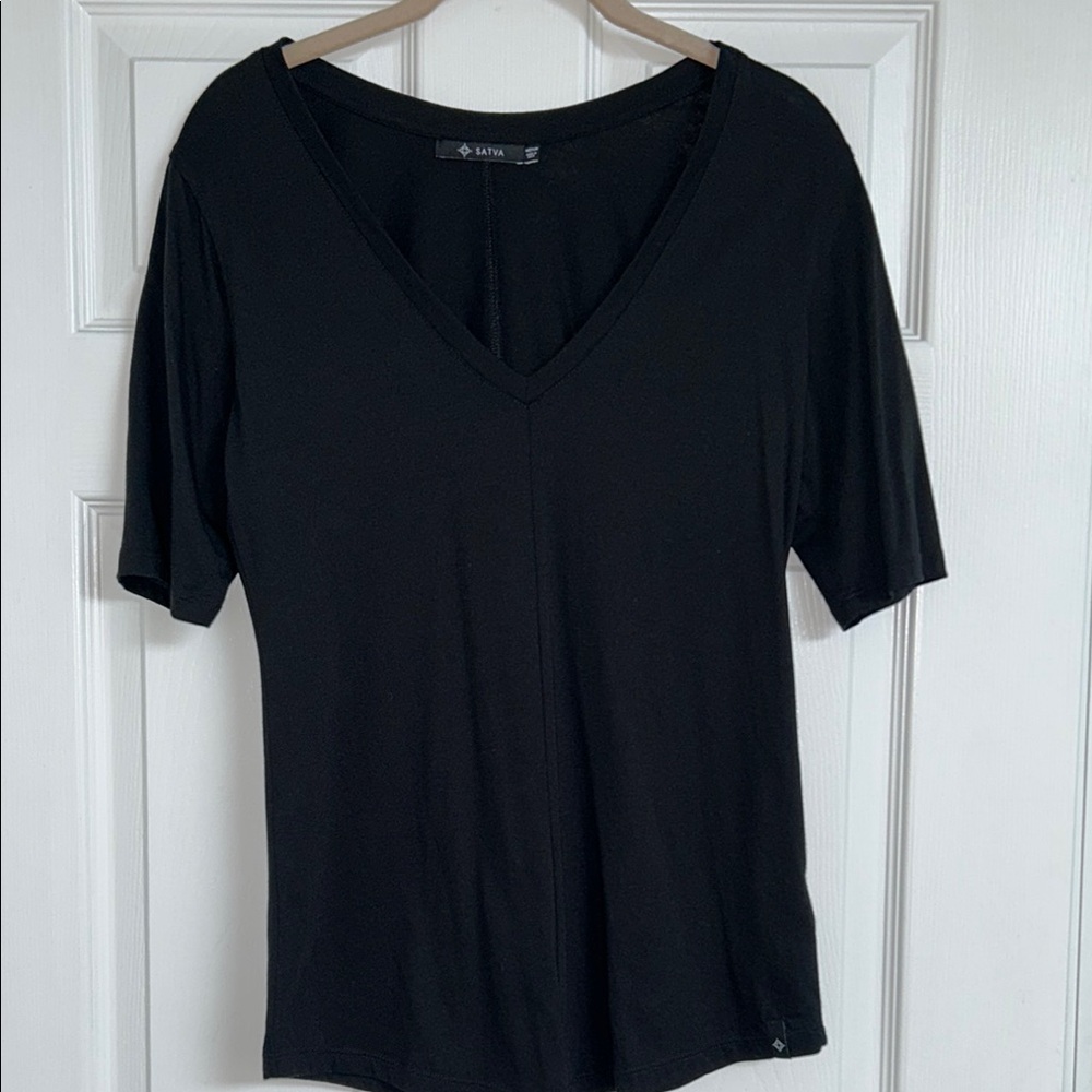 Satva Brand Black V-Neck Women's Top